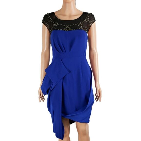 BCBGMaxAzria Asymmetrical Mini Dress Sleeveless Blue Cocktail NEW NO TAG - Picture 1 of 9
